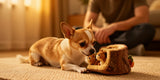Chihuahua engaging with interactive puzzle plush toys for dog mental stimulation and brain training