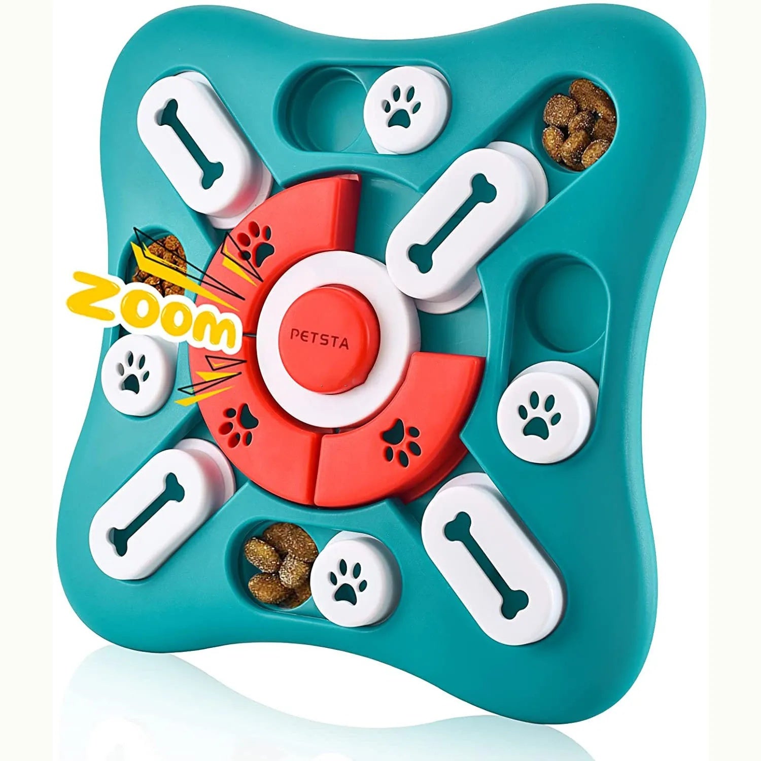 Light blue dog puzzle toy slow feeder designed to improve pet intelligence and prevent fast eating habits.