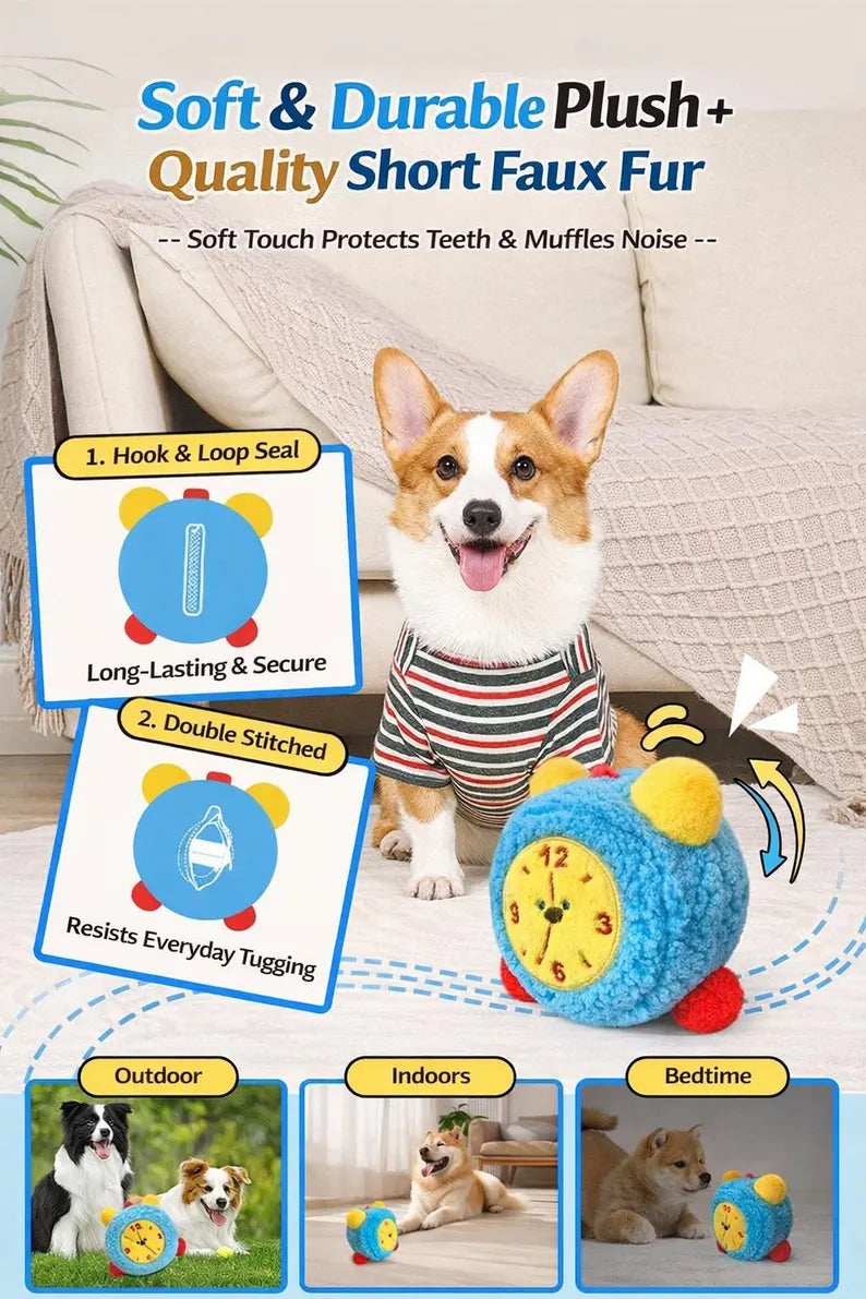 Interactive Bouncing Alarm Clock Dog Toy