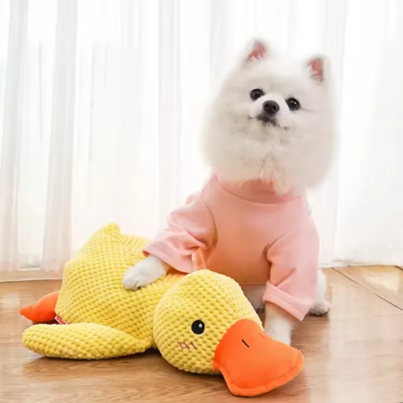 Squeaky Quacking Yellow Duck Durable Plush Dog Toy