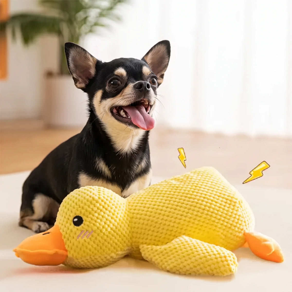 Squeaky Quacking Yellow Duck Durable Plush Dog Toy