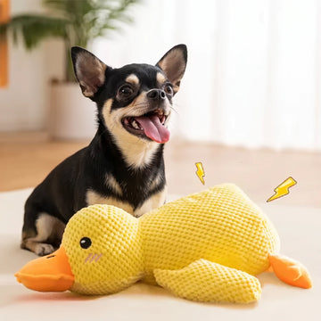 Squeaky Quacking Yellow Duck Durable Plush Dog Toy