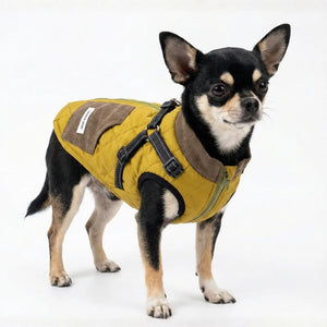 The Gentleman's Corduroy Quilted Dog Vest with Built-in Harness - Warm Winter Coat