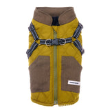 The Gentleman's Corduroy Quilted Dog Vest with Built-in Harness - Warm Winter Coat