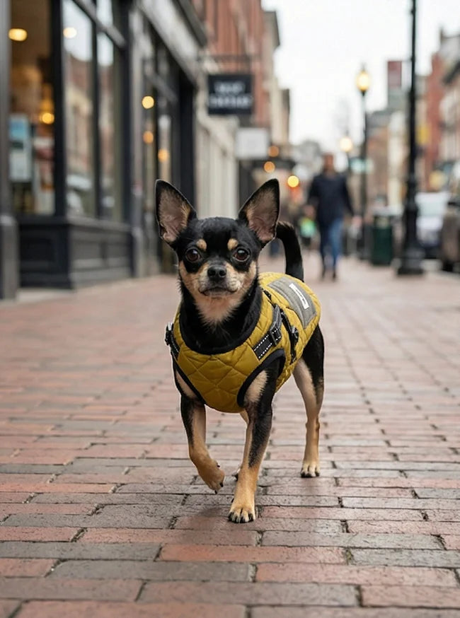 The Gentleman's Corduroy Quilted Dog Vest with Built-in Harness - Warm Winter Coat