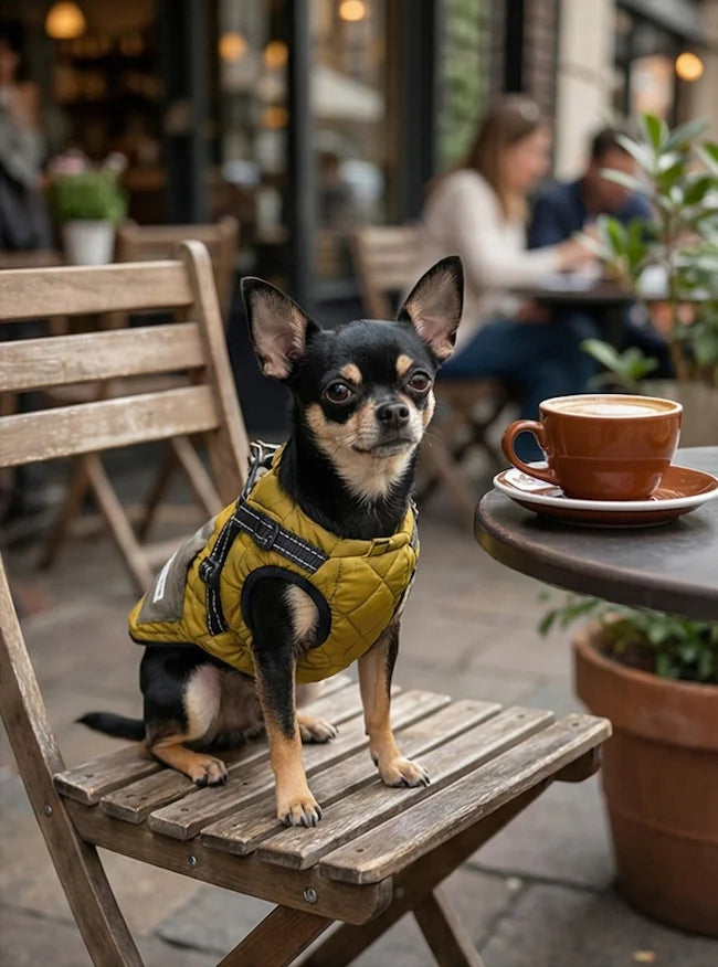 The Gentleman's Corduroy Quilted Dog Vest with Built-in Harness - Warm Winter Coat
